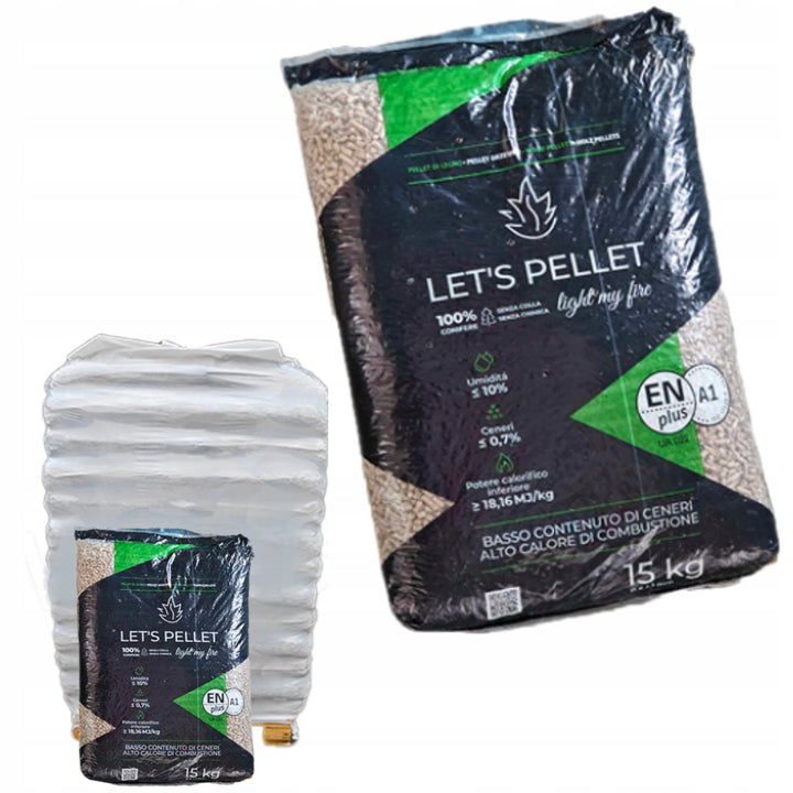 Pelety LETS PELLET Drevené pelety 6mm 65x15kg ENplus A1  975kg PREMIUM KVALITA